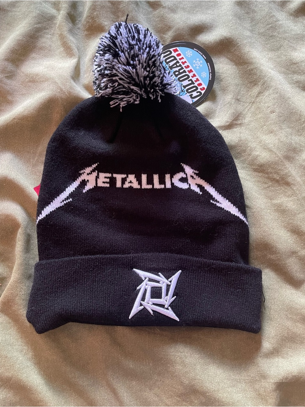 Metallica Black & White Knit Pom Beanie
